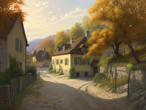 Serene Autumnal Rural Village