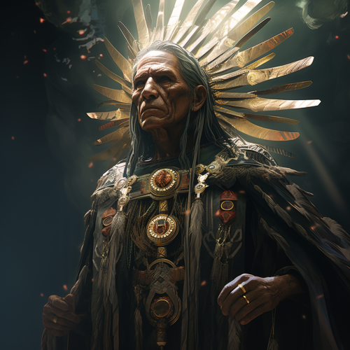 Aztec Elder with Flowing Runed Poncho