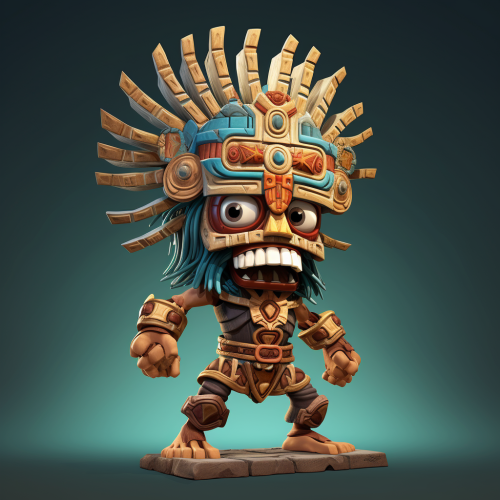 Cartoon of Aztec warrior