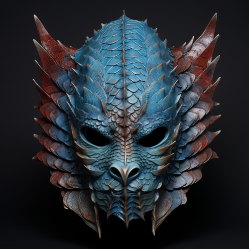 Half mask of azure scales and horn Half mask of azure scales and horn