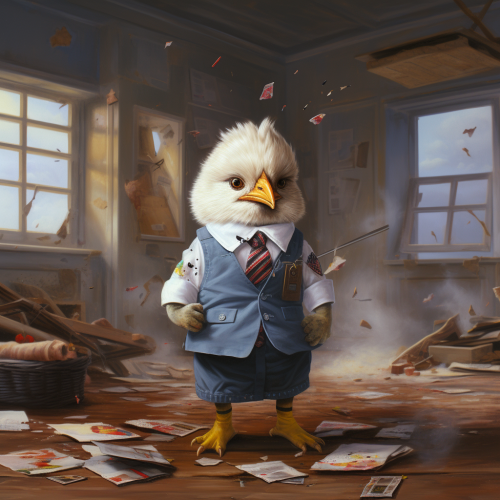 Cute Baby Bird Destroying School