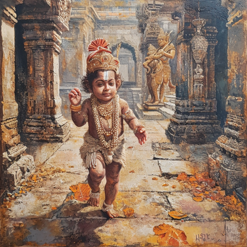 Baby Lord Hanuman Walking Inside Ram Temple