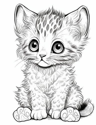 Cute baby lynx chibi with large eyes