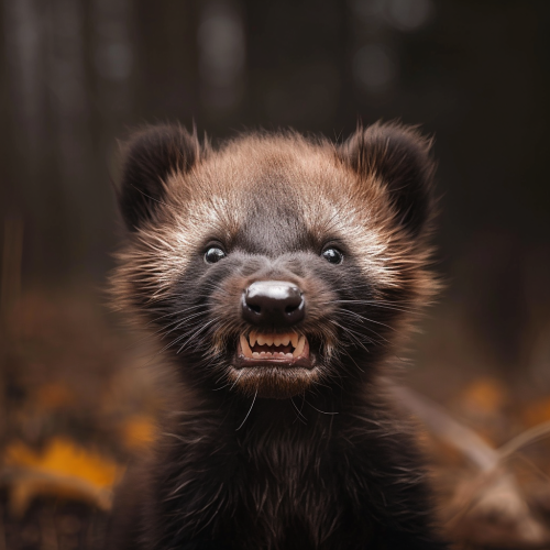 Baby wolverine with scary expression