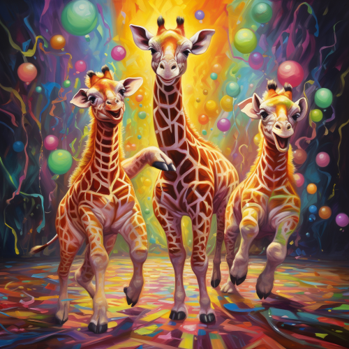 Colorful dance party of baby zoo animals