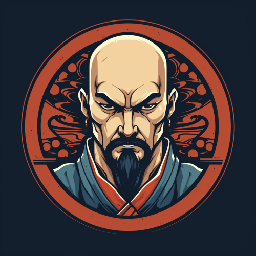 Bald Samurai with Short Beard Logo