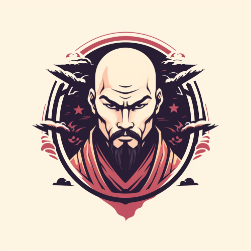 Bald shogun with sword logo