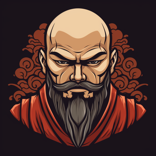 Bald shogun with beard logo - Japan