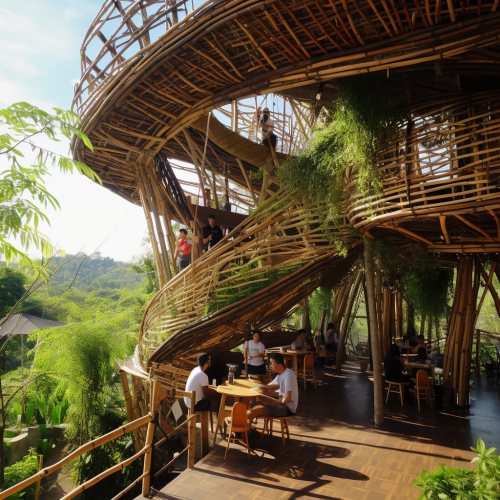 Unique bamboo cafe with stunning architecture Unique bamboo cafe with stunning architecture