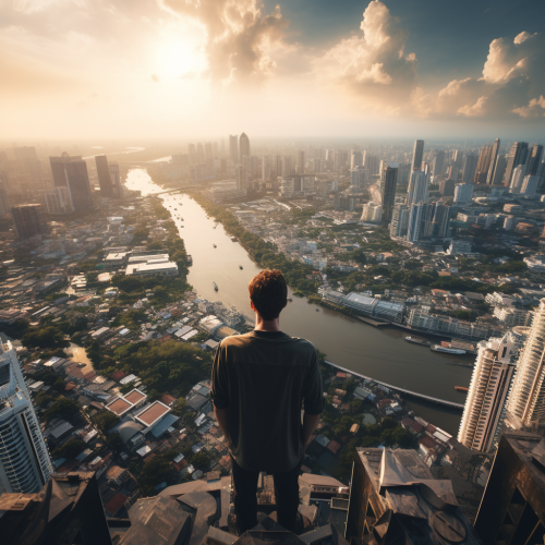 Spectacular aerial view of Bangkok