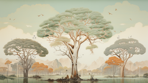 Beautiful Baobab Trees in De Gournay Style Beautiful Baobab Trees in De Gournay Style
