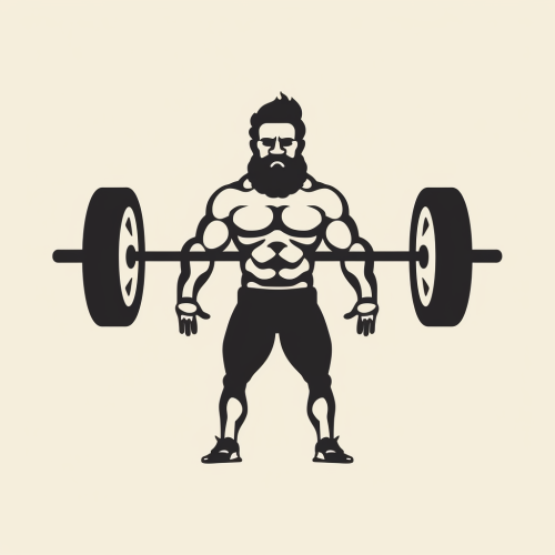 Barbell icon on black and white screenprinted tee