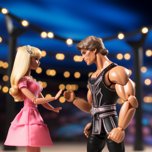 Barbie versus Ken WWE illustration