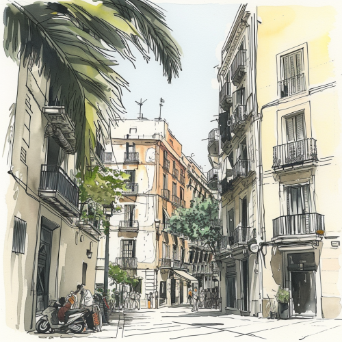 Barcelona Hand Drawing Sketching Watercolour