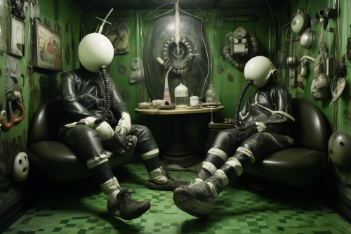 Artistic portrayal of barefoot neomorphs in black and green