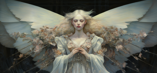 Beautiful angelic painting with vibrant colors