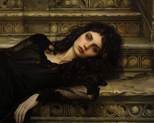 Dark Haired Baroque Woman Painting