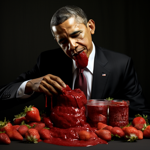Barack Obama covered in strawberry jam Barack Obama covered in strawberry jam