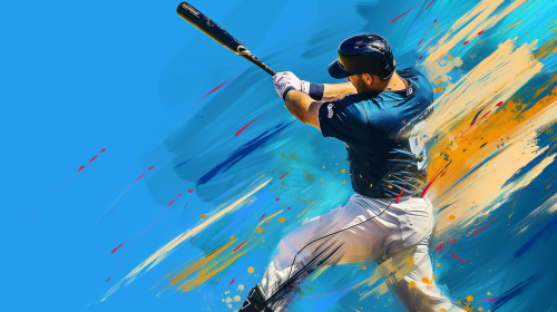 Baseball batter in brush stroke oil paintings
