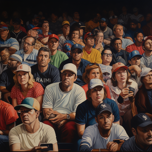 Energetic baseball crowd cheering