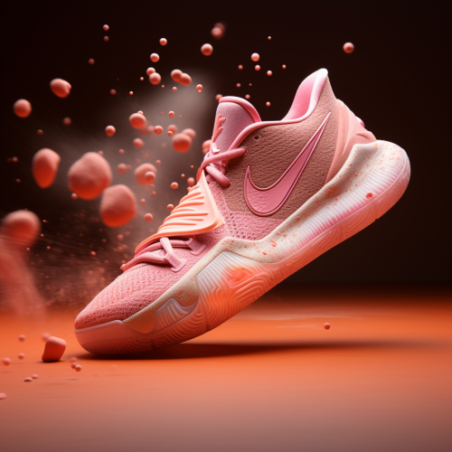 Stylish basketball shoe on peach backdrop Stylish basketball shoe on peach backdrop