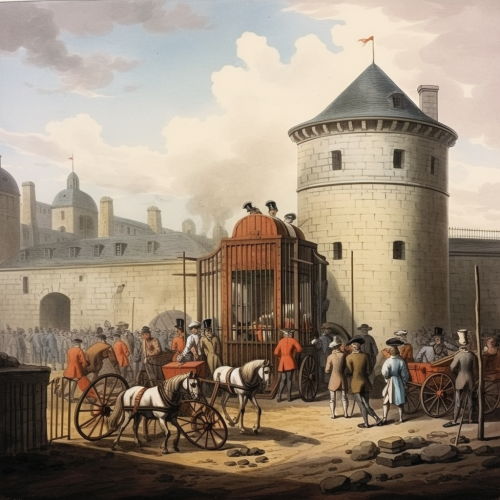 People in Epoque Clothing at Bastille Prison