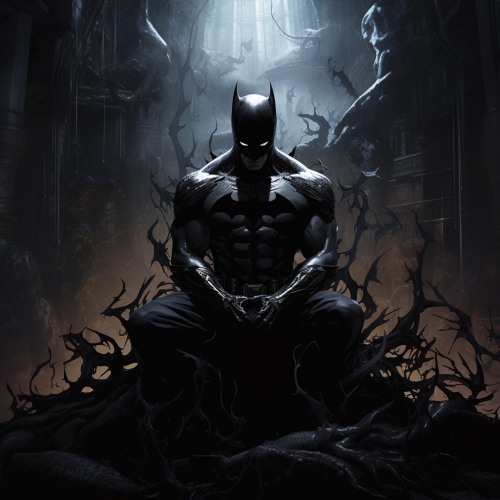 Batman bonding with Venom in Batcave