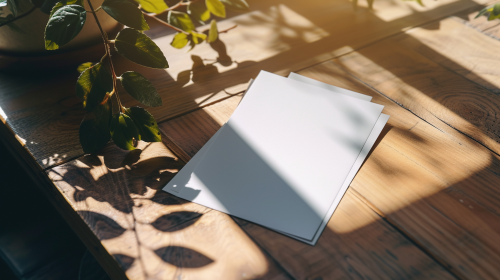 Bauhaus style blank card on table