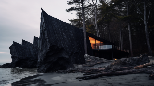 Charred wood beach cabin by Mack Scogin