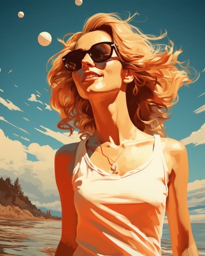 Woman playing beach volleyball in the 1970s