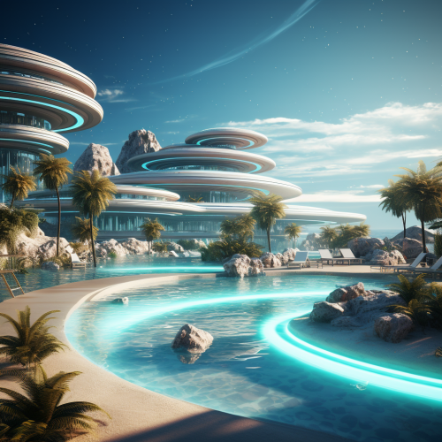 Beautiful Beach Resort on Saturn Rings