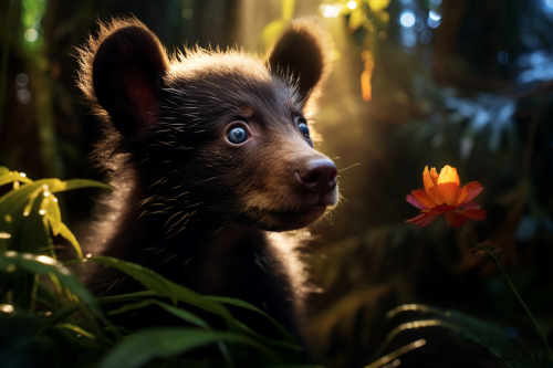 Adorable Bear Cub in Forest Adorable Bear Cub in Forest