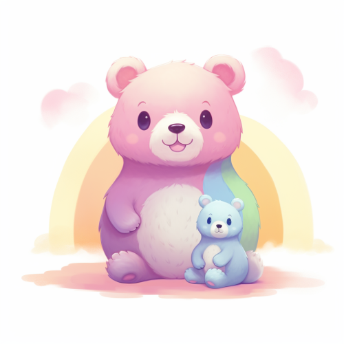 Cute bear and mouse illustration