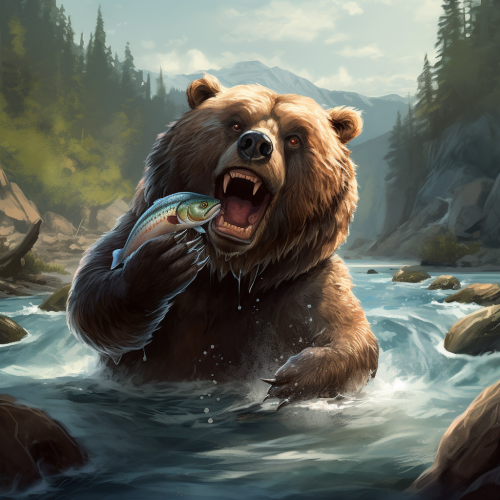 Bear enjoying a fresh salmon catch