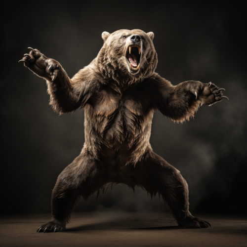 Bear in a Dynamic Chiaroscuro Pose