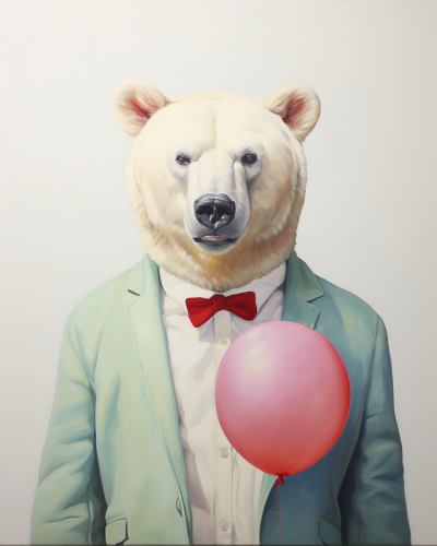 Bear with Lollipop - Minimalist Surrealistic Art