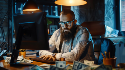 Bearded Man with Money Streaming