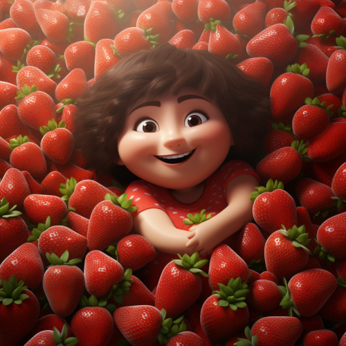 Beautiful woman enjoying strawberry field blissfully