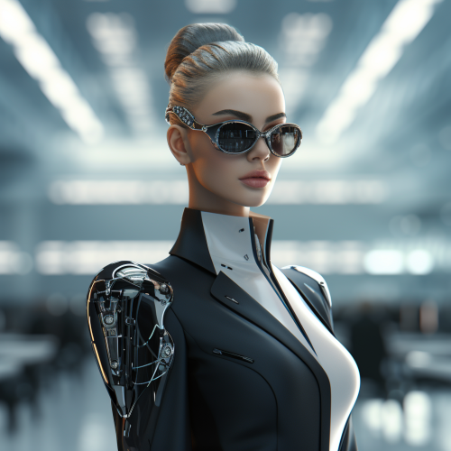 Beautiful Female Executor in Futuristic Attire
