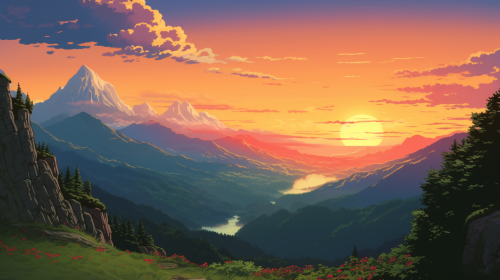 Majestic mountain scenery at sunrise