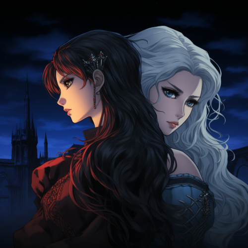 Two beautiful princesses in dark fantasy