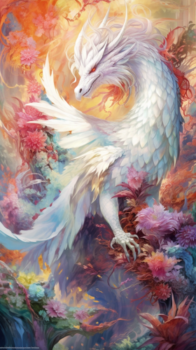 Brightly colored divine dragon illustration Brightly colored divine dragon illustration