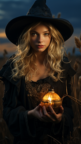 Blonde-haired Witch with Fortune-telling Ball