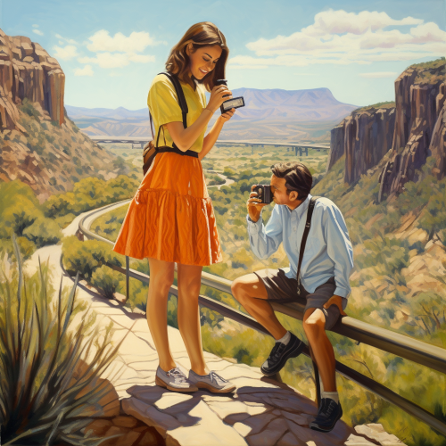 Woman hiking in the desert landscape