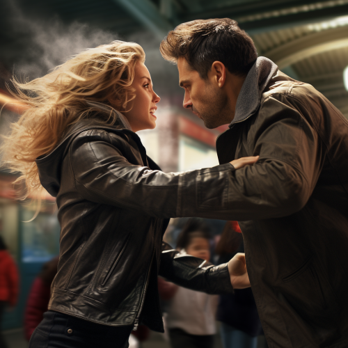 Woman hitting man in public