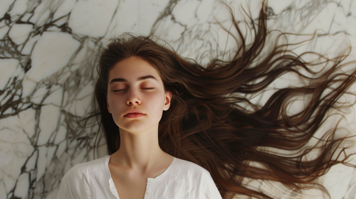 Woman with Brown Flowing Hair