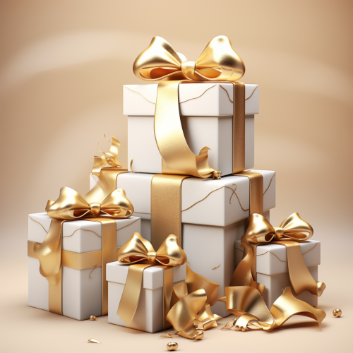 Elegant gift box with golden bow Elegant gift box with golden bow