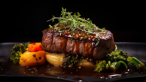 Savory beef entrecôte served at restaurant