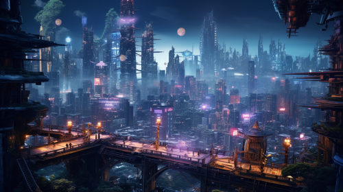 Neon-lit Cyberpunk Anime District in Beijing