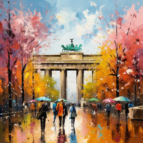 Beautiful spring painting of Brandenburger Tor Beautiful spring painting of Brandenburger Tor